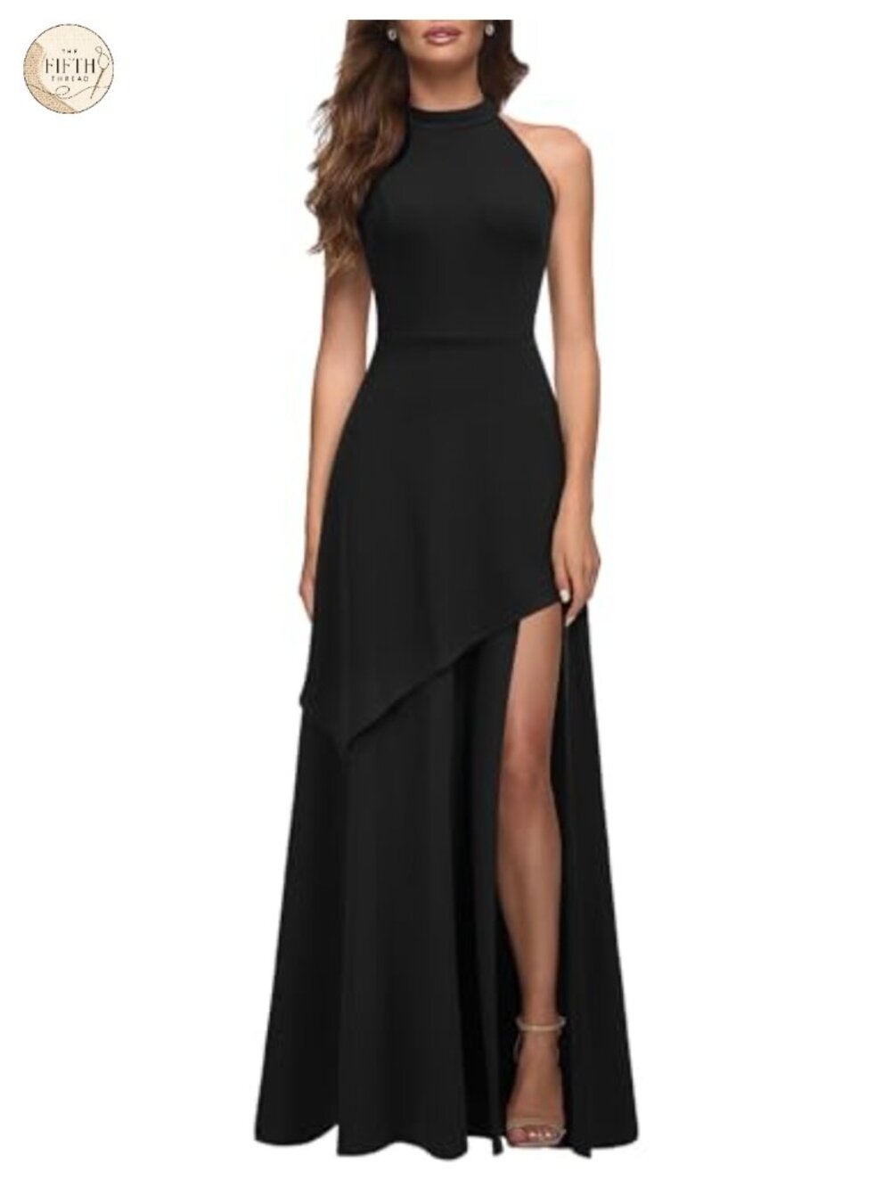 Halter Neck Sleeveless Maxi Dress High Waist Split Formal Cocktail Party